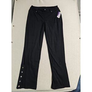 CURVES Womens Size Large  Pull On Stretch Black Pants Wide Leg Workout‎ New